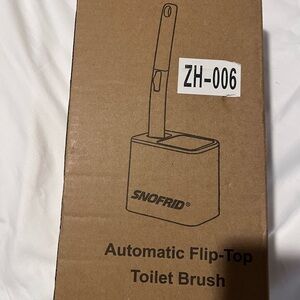 White Automatic Flip-Top Toilet Brush